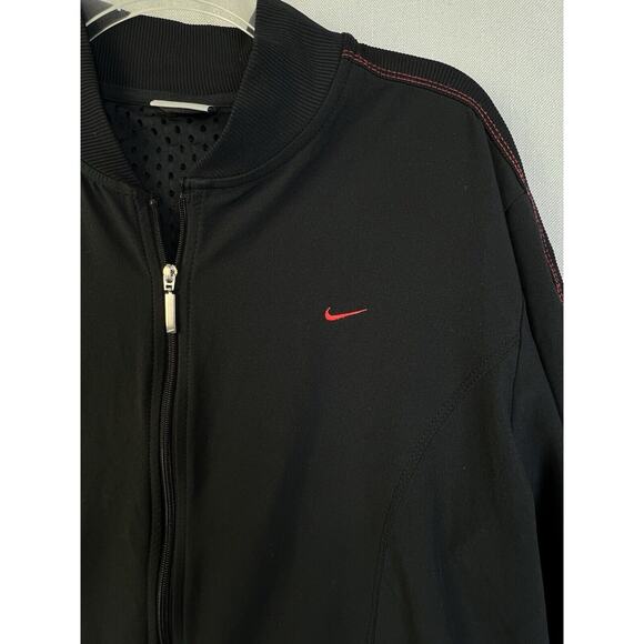 Nike Track Jacket Women XL Black Red Full Zip Activewear Runner Stretch Outdoors - Picture 4 of 10